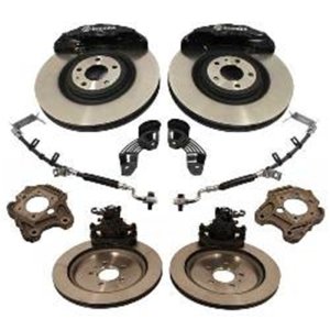 Ford Shelby GT500 Brake Kit - Front + Rear - Ford Racing - Brembo Slotted Rotors + Brembo 6 Piston Calipers - Gloss Black - `13-`14